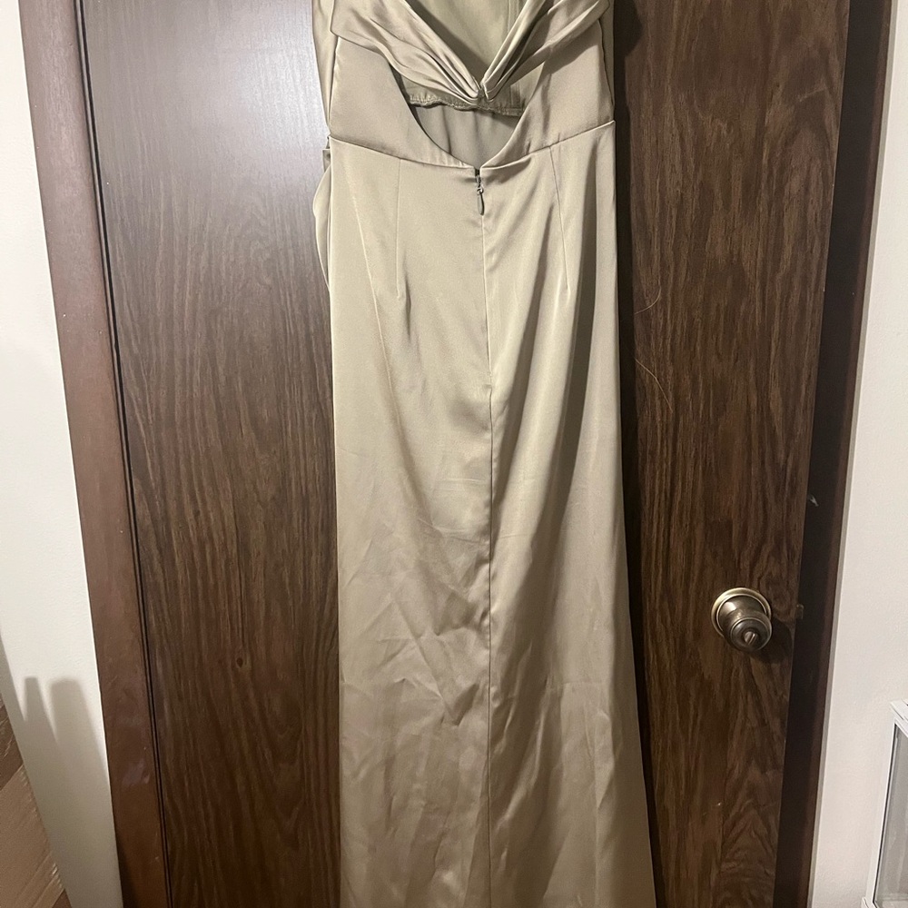 Azazie Strapless Gold Gown - Picture 2 of 4